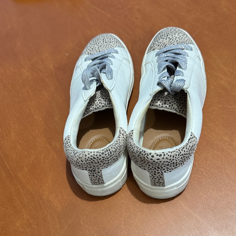 White and Gray Sneakers with Animal Print